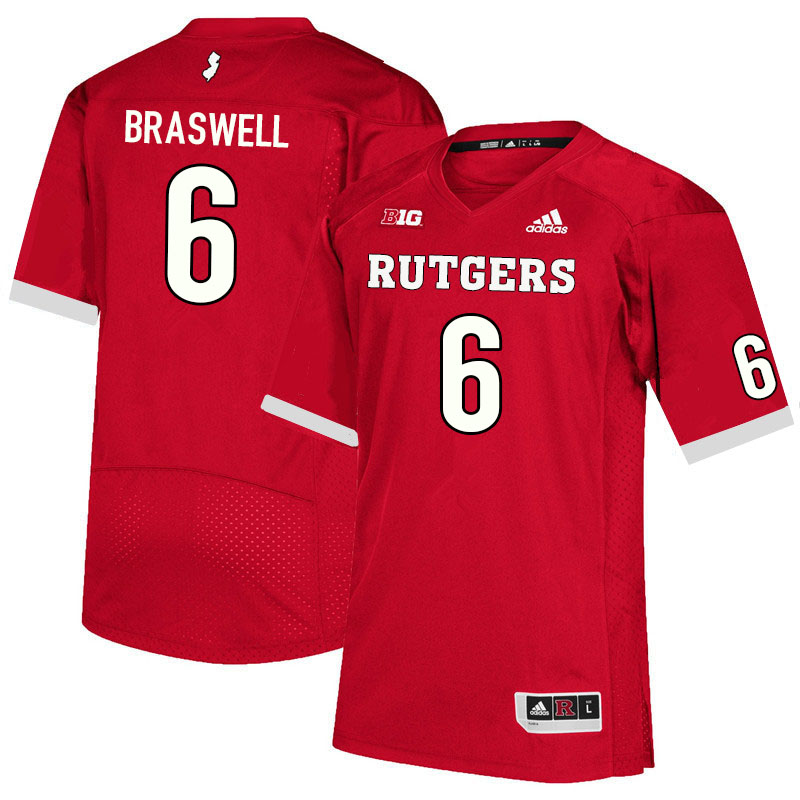 Men #6 Christian Braswell Rutgers Scarlet Knights College Football Jerseys Sale-Scarlet
